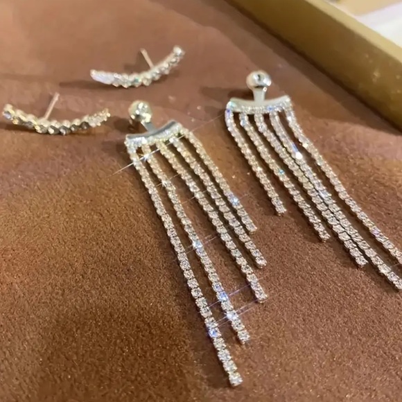 Cascading Cubic Zirconia Dangle Earrings - Picture 5 of 6